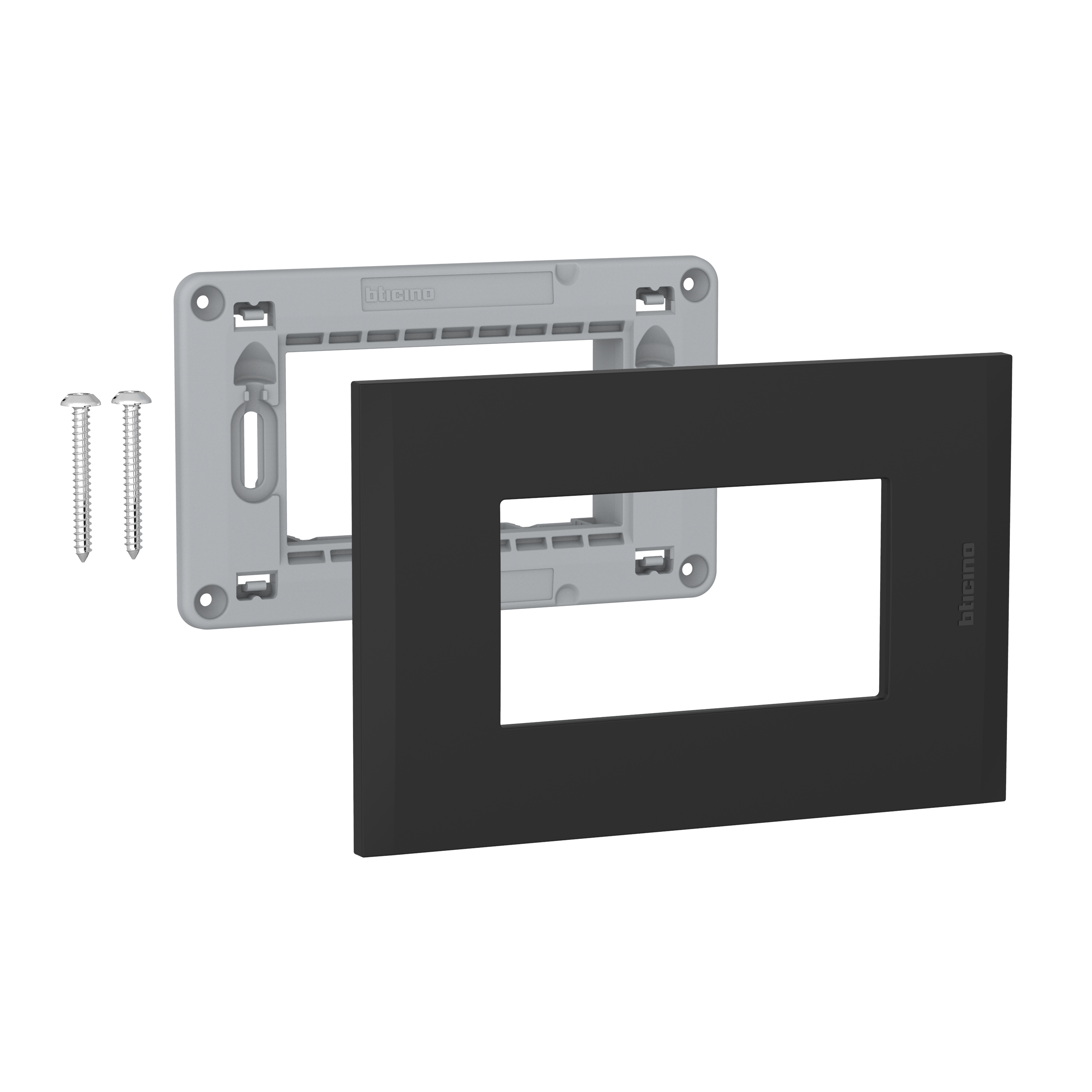 Placa 3P Black con Soporte AF5S3NG — BTicino — Bticino