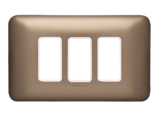 Placa 3 Modulos Magic Nea Color Titanio M903M3TI — BTicino — Bticino