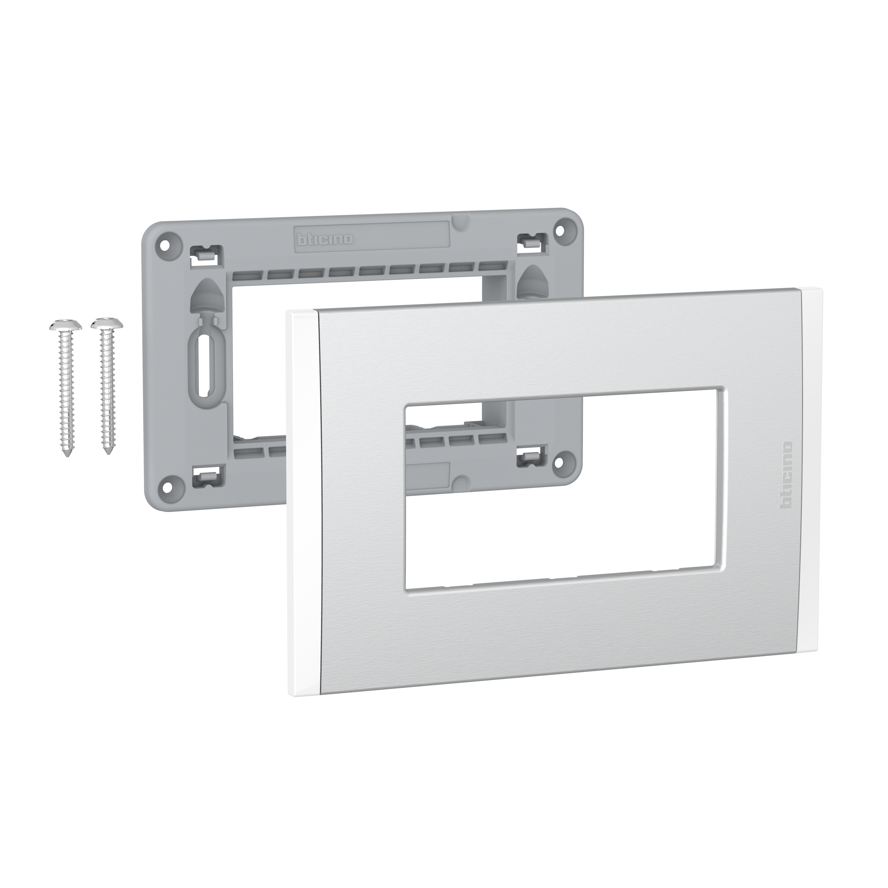 Placa 3P Metal Aluminio con Soporte AF5S3MN — BTicino — Bticino