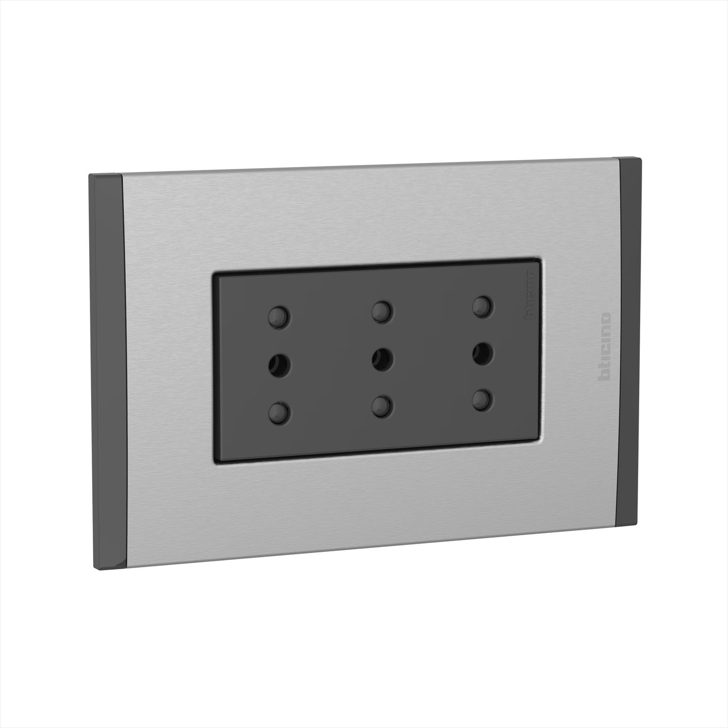 Toma Triplex Antracita PL3P Metal Titani AF2113E3AMT — BTicino — Bticino