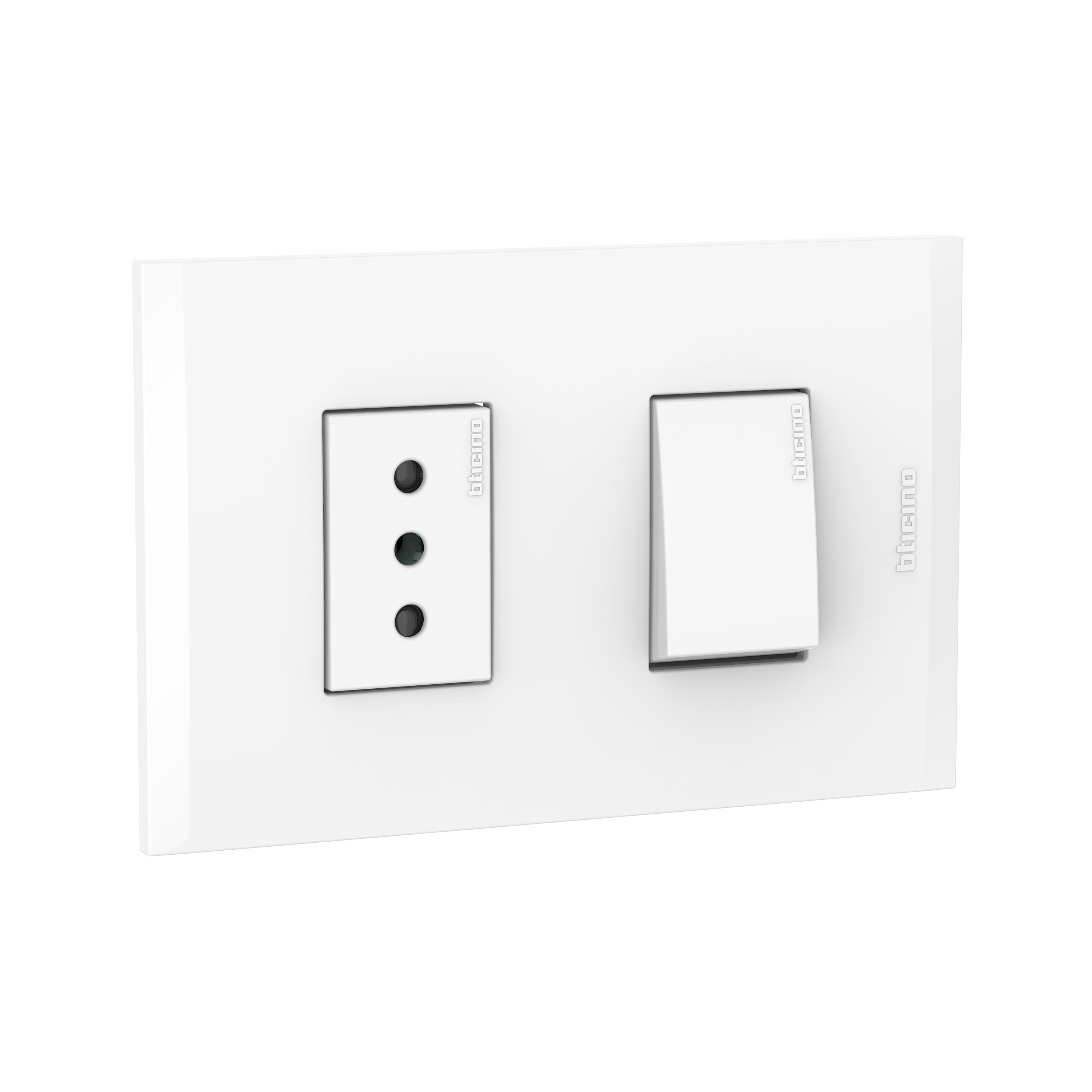 Interruptor 10AX+TOMA 10A Blanco PL1+1P AF2203EB — BTicino — Bticino