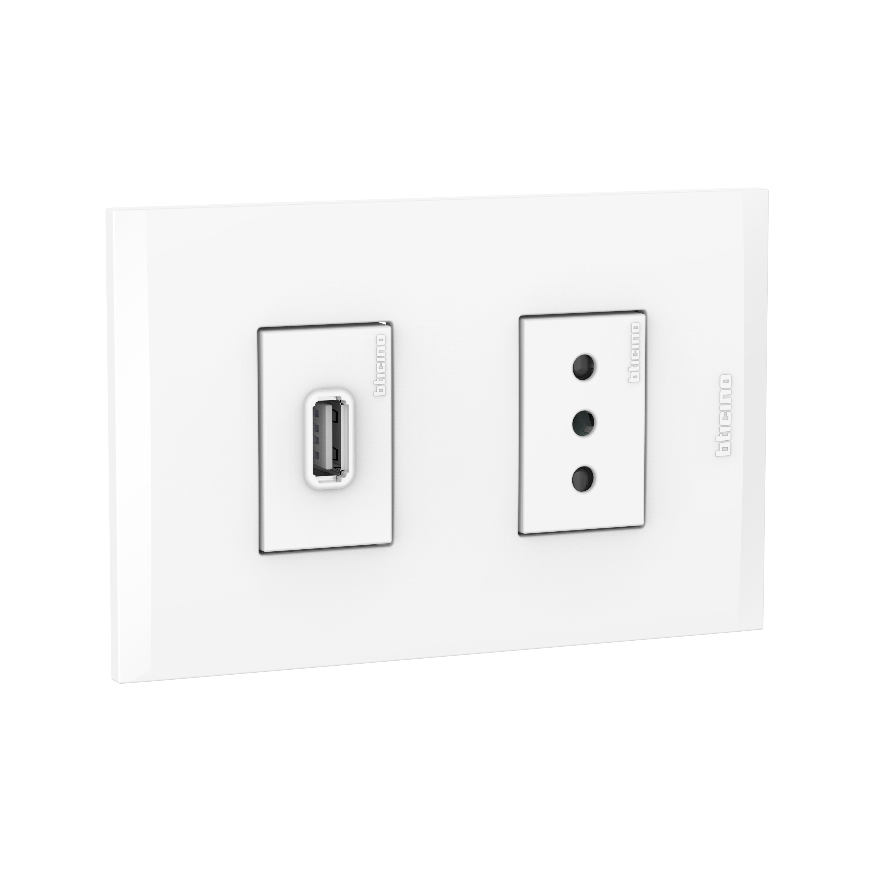 Cargador USB a+ Toma 10A Blanco PL1+1P B AF2270USBEB — BTicino — Bticino