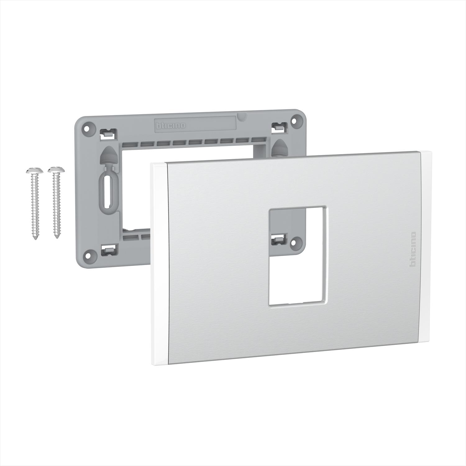 Placa 1P Metal Aluminio con Soporte AF5S1MN — BTicino — Bticino