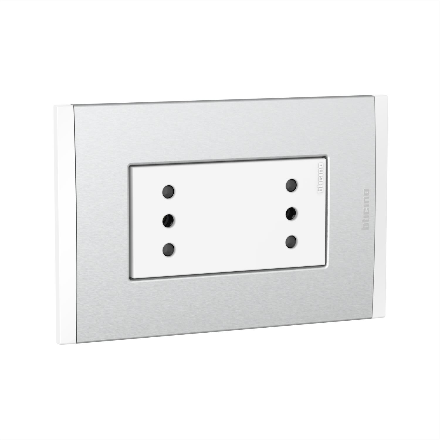 Toma Duplex 10A Blanca PL3P Metal Alumin AF2113E2BMN — BTicino — BTicino