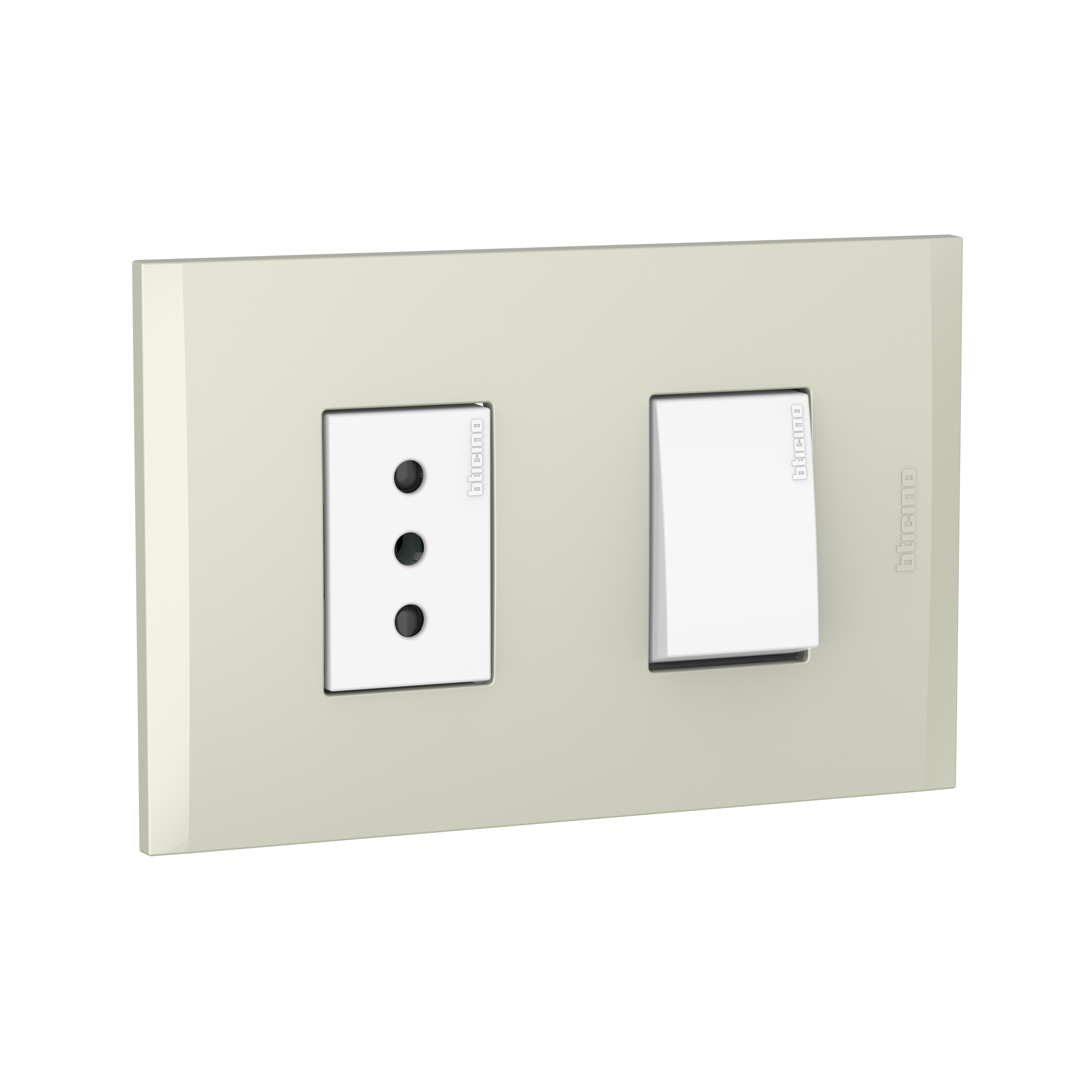 Interruptor 10AX +Toma 10A Blanco PL1+1P AF2203EBNA — BTicino — Bticino
