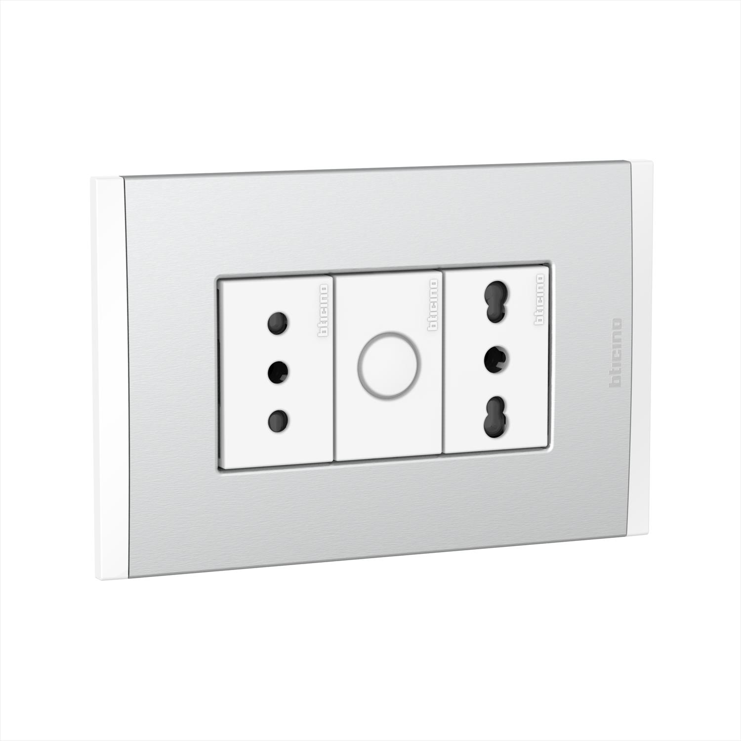 Toma 10A+10/16A + F Polo Blanco PL3P Met AF2393EBMN — BTicino — Bticino