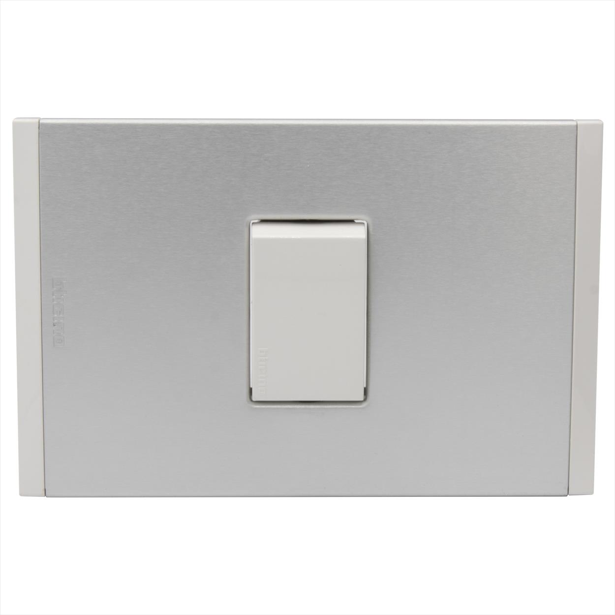 Pulsador 10A Blanco PL1P Metal Aluminio AF2102EBMN — BTicino — Bticino