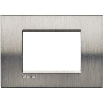 Placa Rectangular 3 Modulos Livinglight Color Acero Cepillado LNA4803ACS — BTicino — Bticino