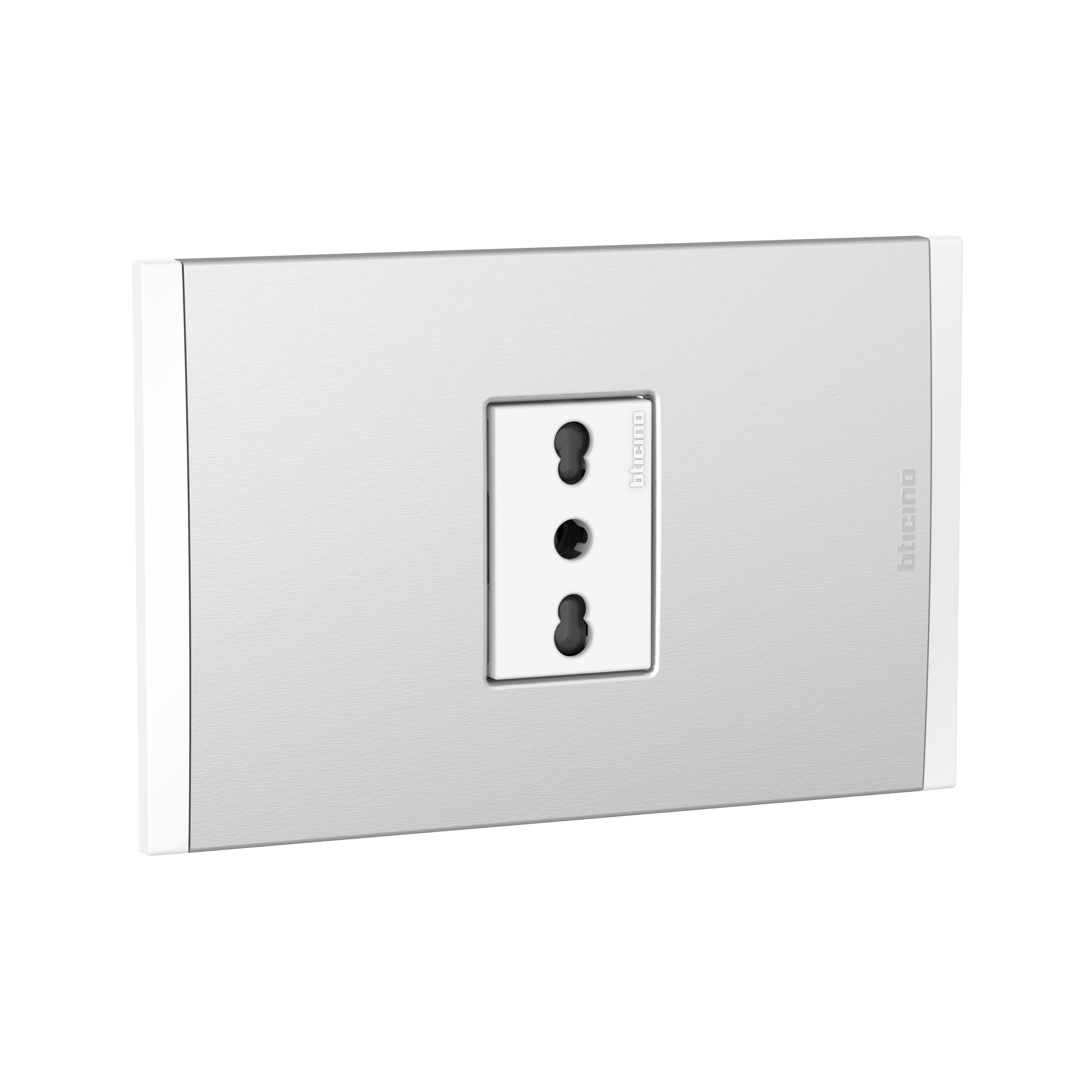 Toma 10/16A Blanco PL1P Metal Aluminio AF2180E1BMN — BTicino — Bticino