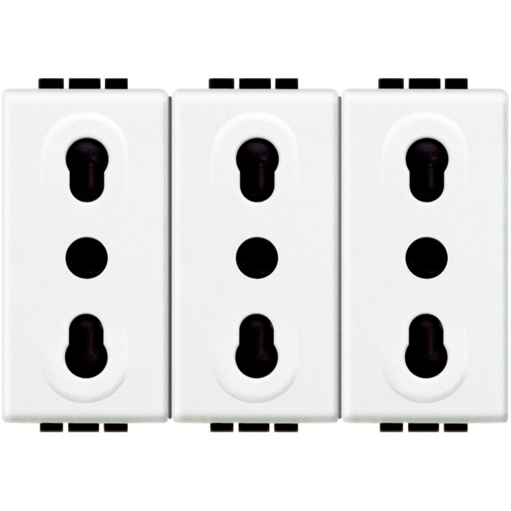 Hembra Mod L&L 10/16A Triplex Bl N4180_3 — BTicino — BTicino