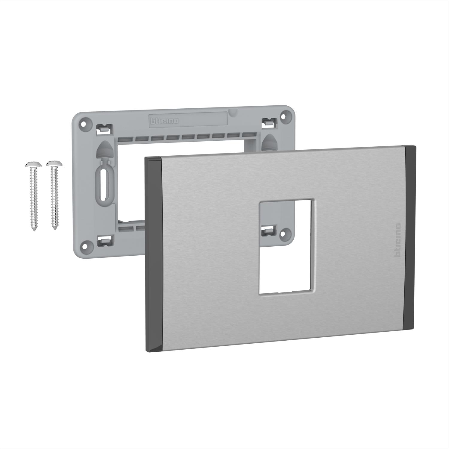 Placa 1P Metal Titanio con Soporte AF5S1MT — BTicino — BTicino