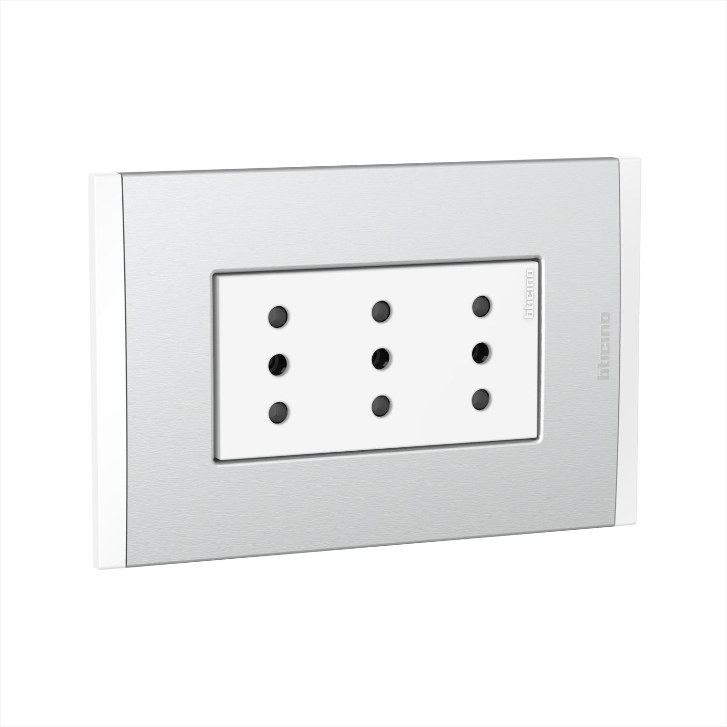 Toma Triplex Blanco PL3P Metal Aluminio AF2113E3BMN — BTicino — BTicino