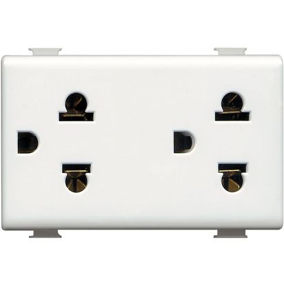 Enchufe Estandar Euroamericano 2P + T 16A 127/250VAC Duplex Blanco AM5025D — BTicino — BTicino