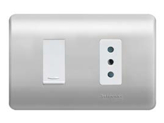 Placa Genesis Armada con Interruptor 9/12 + Toma Corriente 10A 250V - Lien MWD69933 — Schneider Electric — Schneider Electric