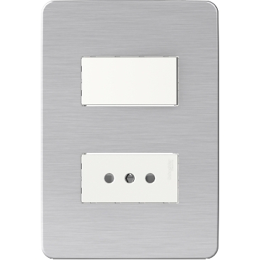 Placa Armada con Toma Corriente + Interruptor 9/12 Orion, Aluminio Cosmico S713208634 — Schneider Electric — Schneider Electric
