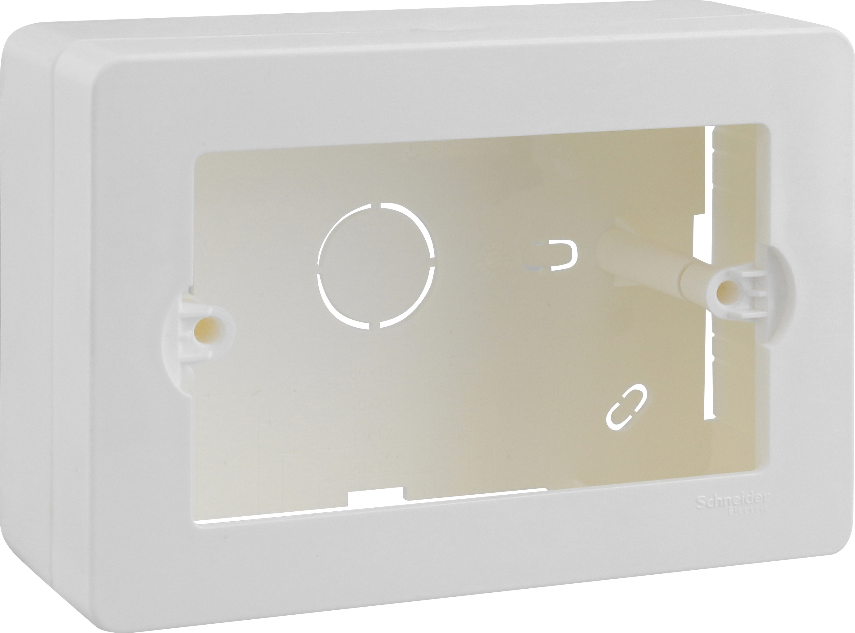 Caja Tipo Chuqui 2 Cuerpos Clic de Montaje para Canaletas 43.5 X85 X 123.5mm MWD050081017 — Schneider Electric — Schneider Electric