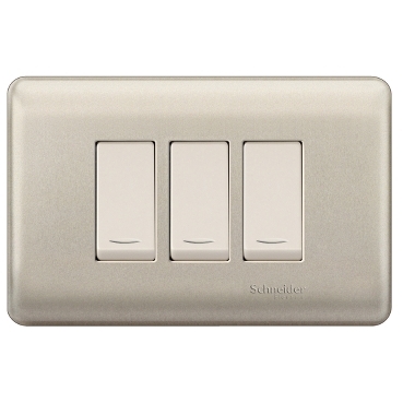 Placa Genesis Armada con Interruptor Triple 9/32 16A 250V - Niquel MWD130267403 — Schneider Electric — Schneider Electric