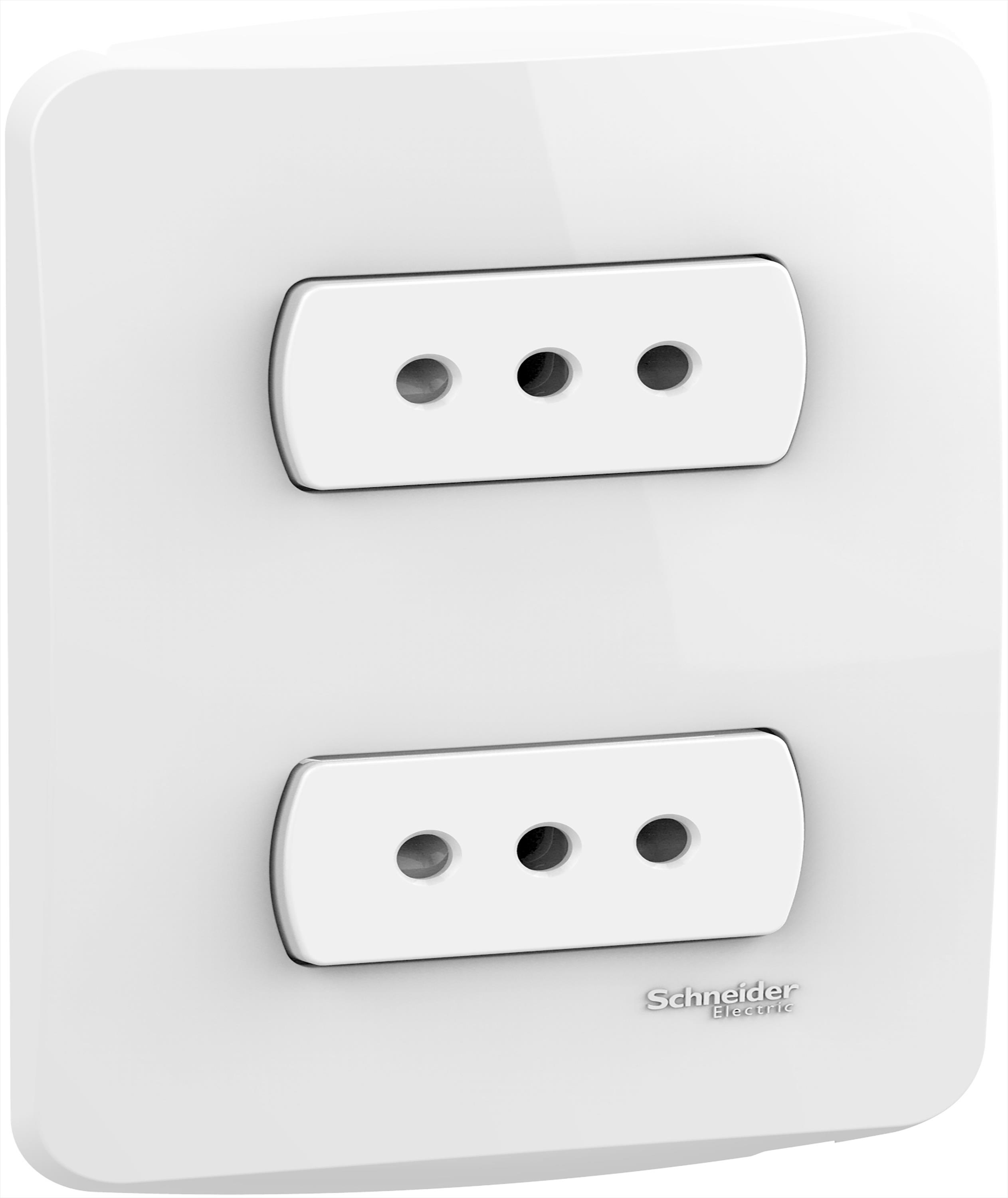 Placa Miluz Armada con Enchufe Doble 2p+T 10A Blanco S3B60470 — Schneider Electric — Schneider Electric