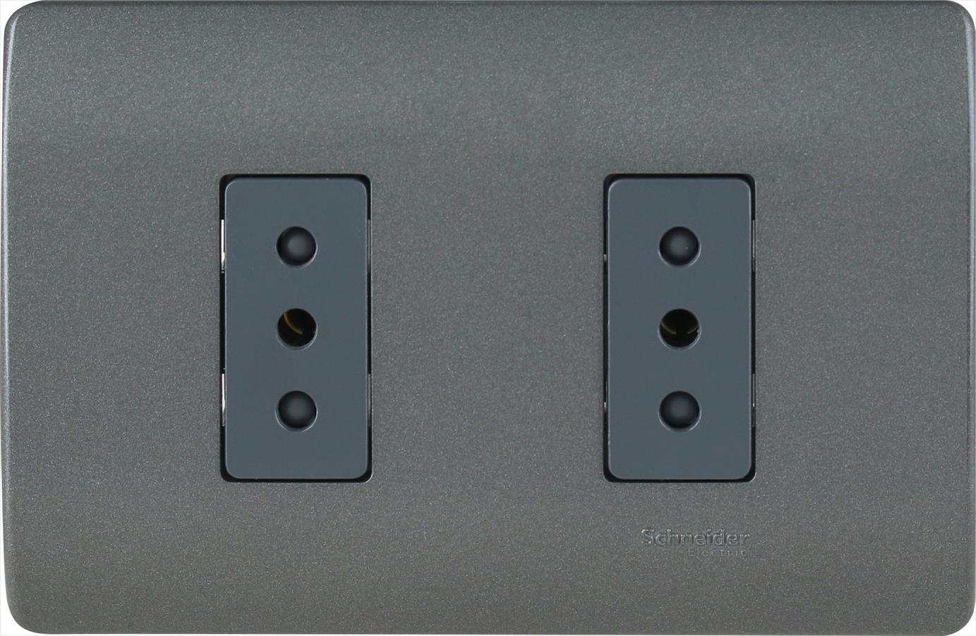 Placa Genesis Armada con Toma Corriente Doble 10A 2P+T, Humo MWD130347617 — Schneider Electric — Schneider Electric
