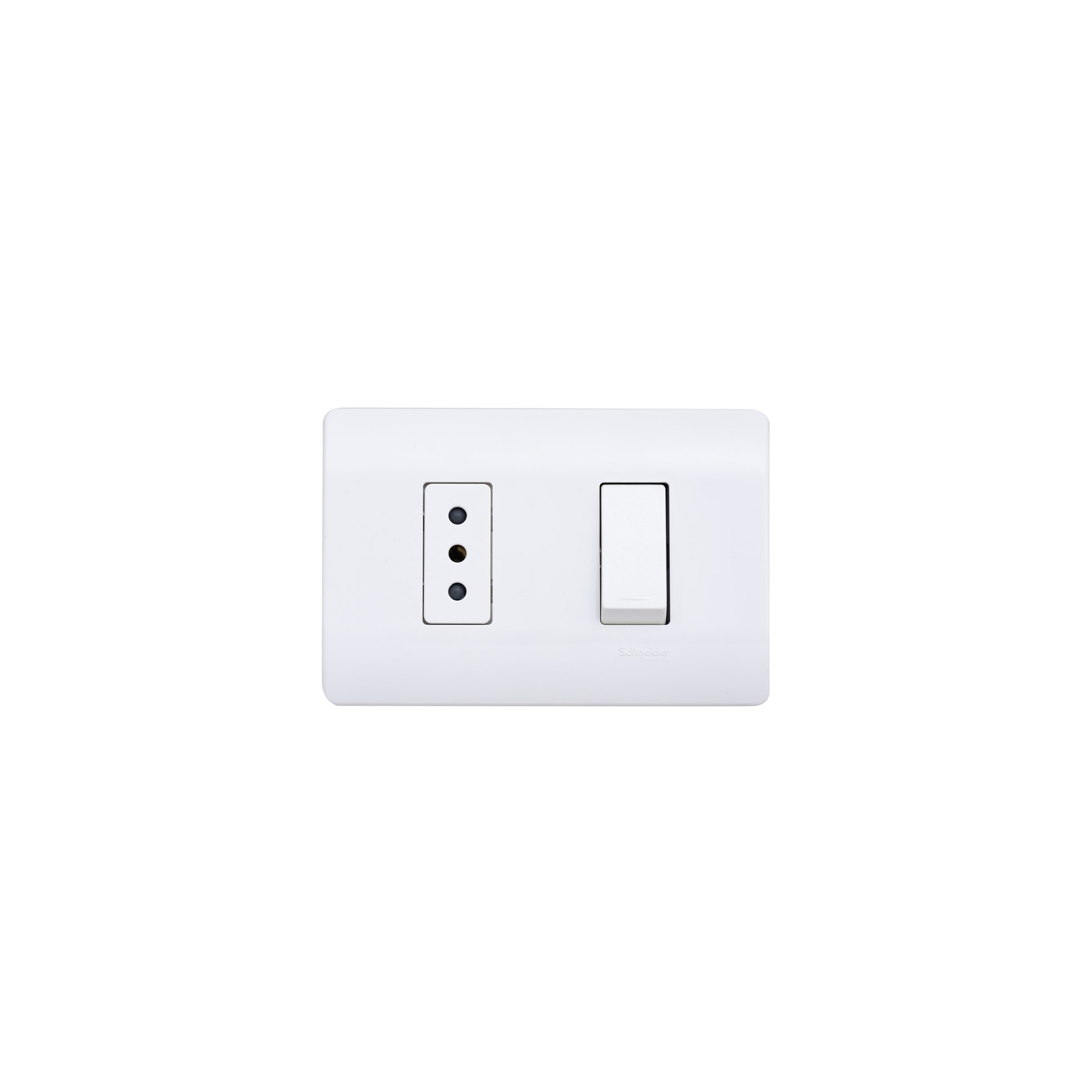Placa Genesis Armada con Interruptor 9/12 + Toma Corriente 10A 250V - Blanco MWD130247515 — Schneider Electric — Schneider Electric
