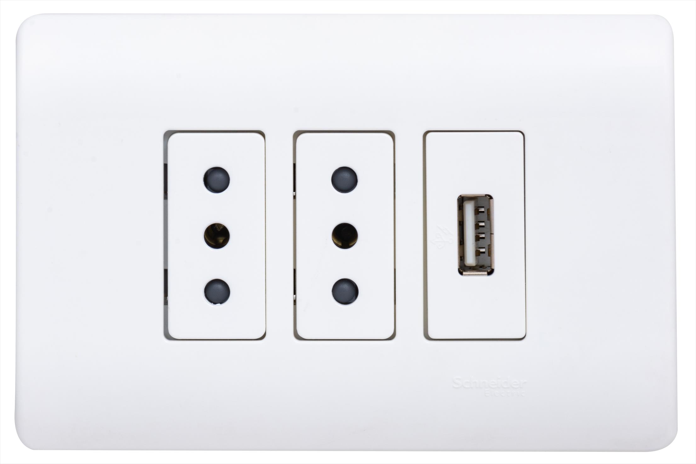 Placa Genesis Armada 2 Toma Corriente + 1 USB - Blanco MWD69950 — Schneider Electric — Schneider Electric