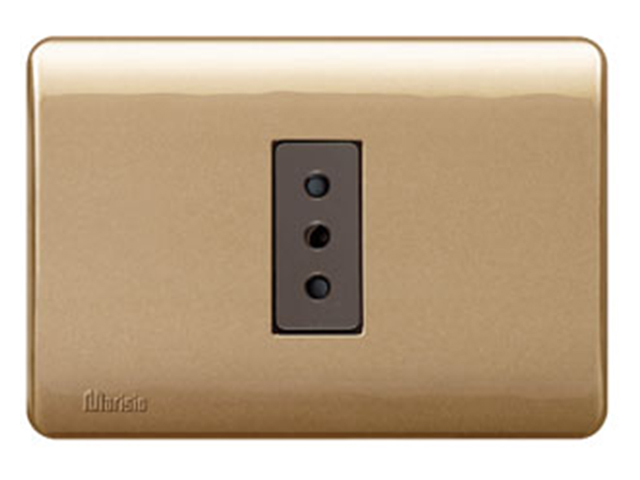 Placa Genesis Armada con Toma Corriente Simple 10A 2P+T - Dorado MWD130347816 — Schneider Electric — Schneider Electric