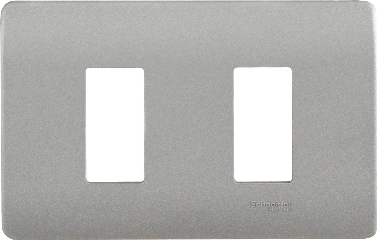 Placa Genesis 2 Modulos con Soporte, Niquel MWD130407452 — Schneider Electric — Schneider Electric