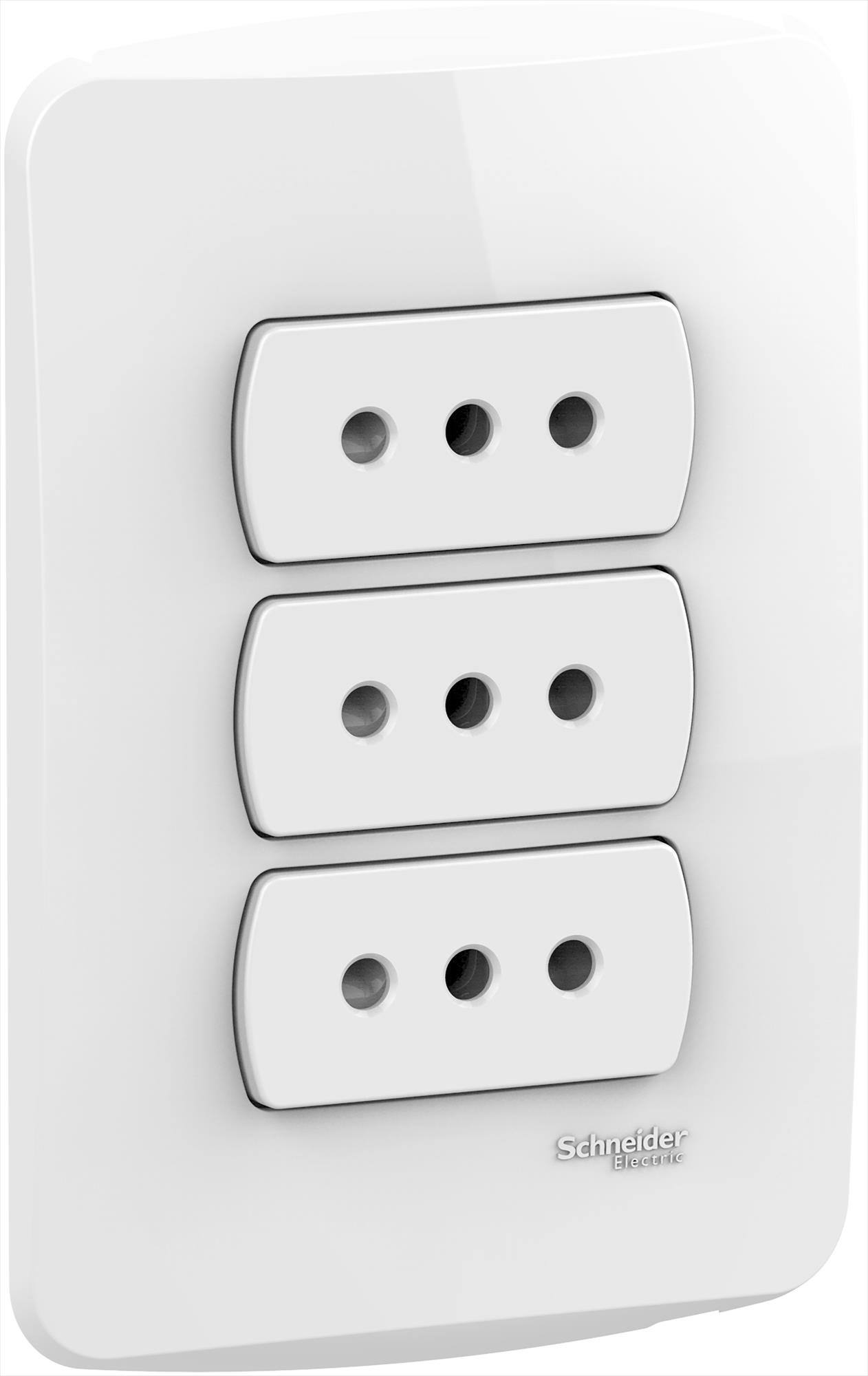 Placa Miluz Armada con Enchufe Triple 2p+T 10A Blanco S3B60480 — Schneider Electric — Schneider Electric