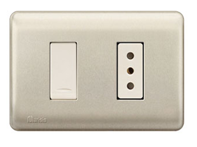 Enchufe 2p+T 10A + Int 9/12 250V Armado Niquel/beige Genesis MWD130267415 — Schneider Electric — Schneider Electric