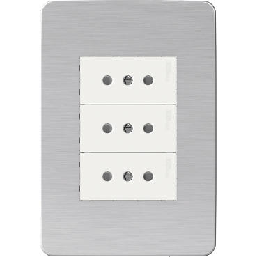 Placa Armada con Toma Corriente Triple Orion, Aluminio Cosmico S713328634 — Schneider Electric — Schneider Electric