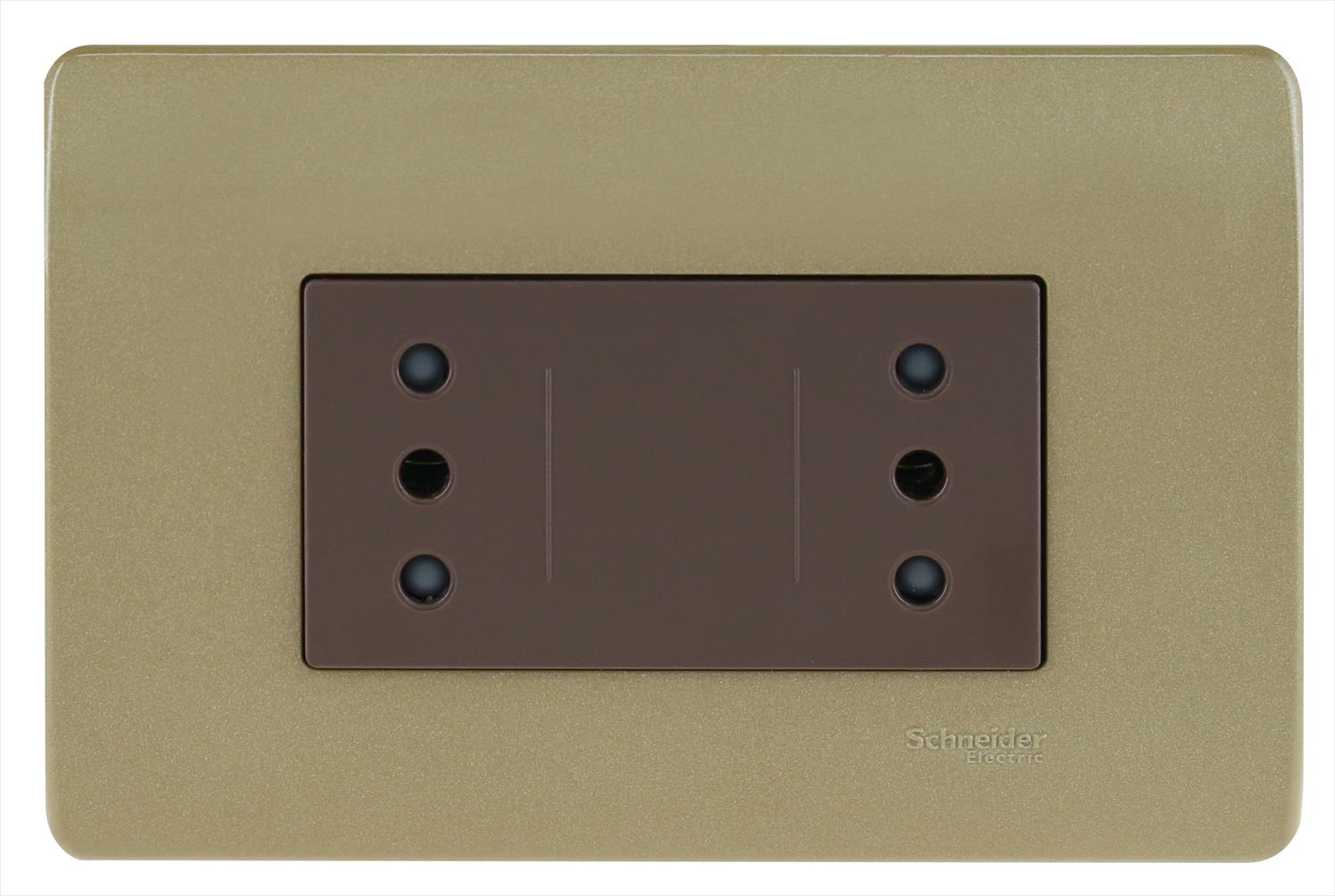Placa Genesis Armada con Toma Corriente Duplex 10A 2P+T - Dorado MWD130347847 — Schneider Electric — Schneider Electric