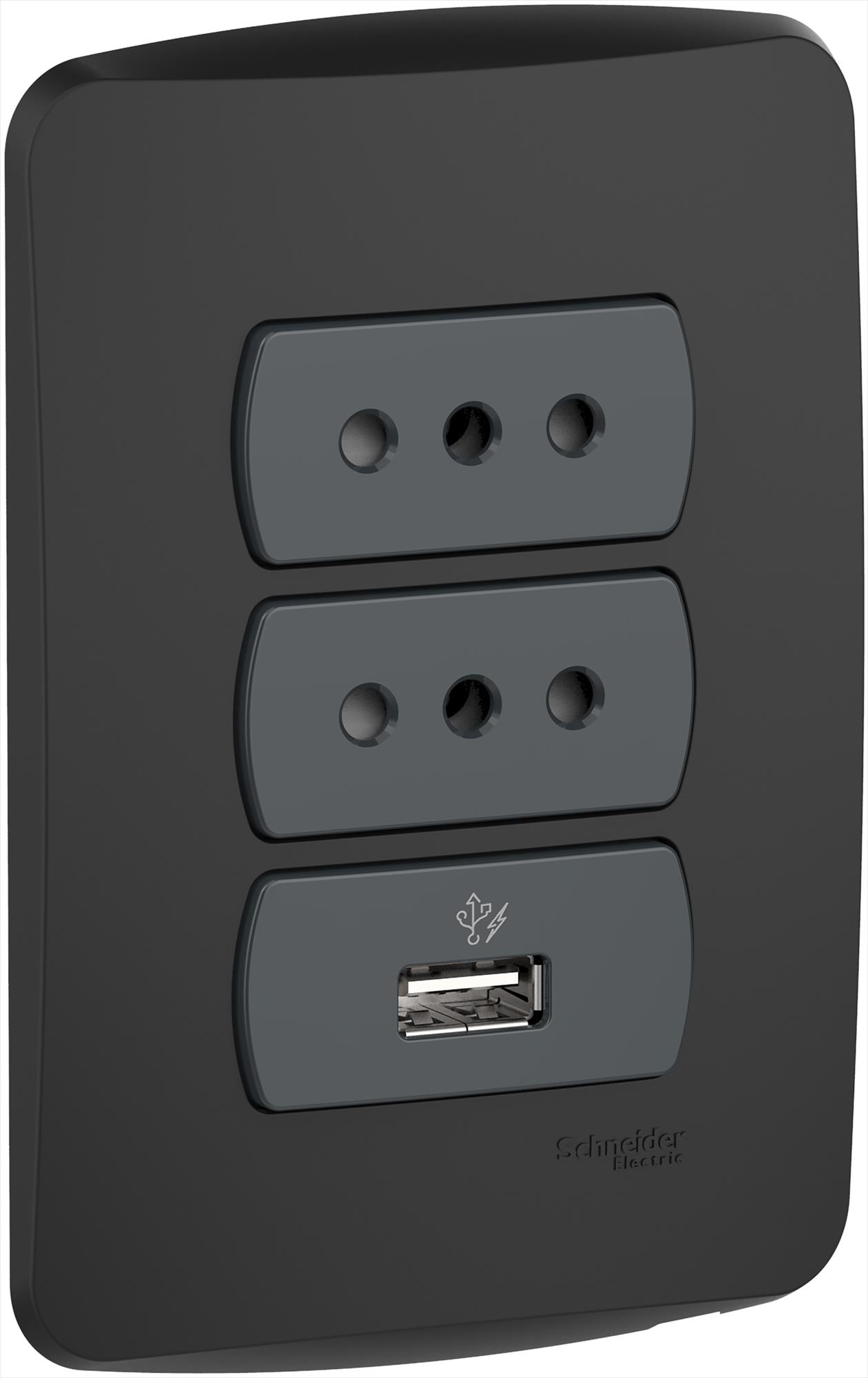 Placa Miluz Armada 2 Enchufe + 1 USB Grafito S3B60506 — Schneider Electric — Schneider Electric