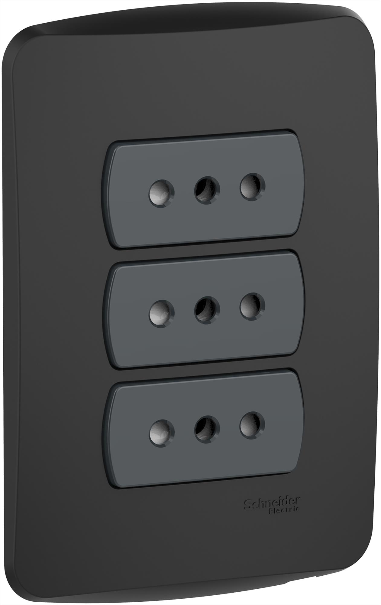 Placa Miluz Armada con Enchufe Triple 2p+T 10A Grafito S3B60486 — Schneider Electric — Schneider Electric