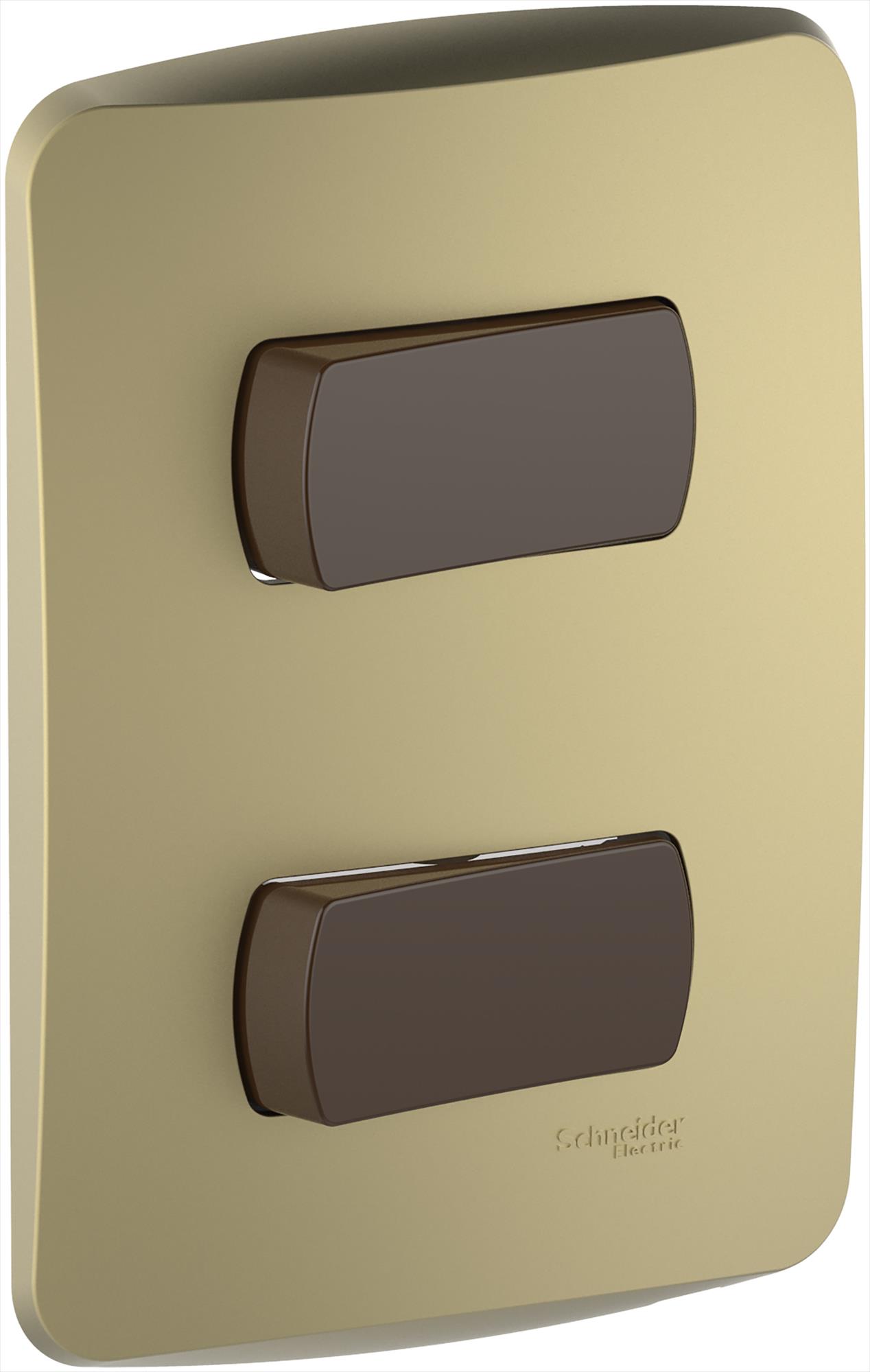 Placa Miluz Interruptor Doble 9/15 16A 250V Dorado S3B62115 — Schneider Electric — Schneider Electric