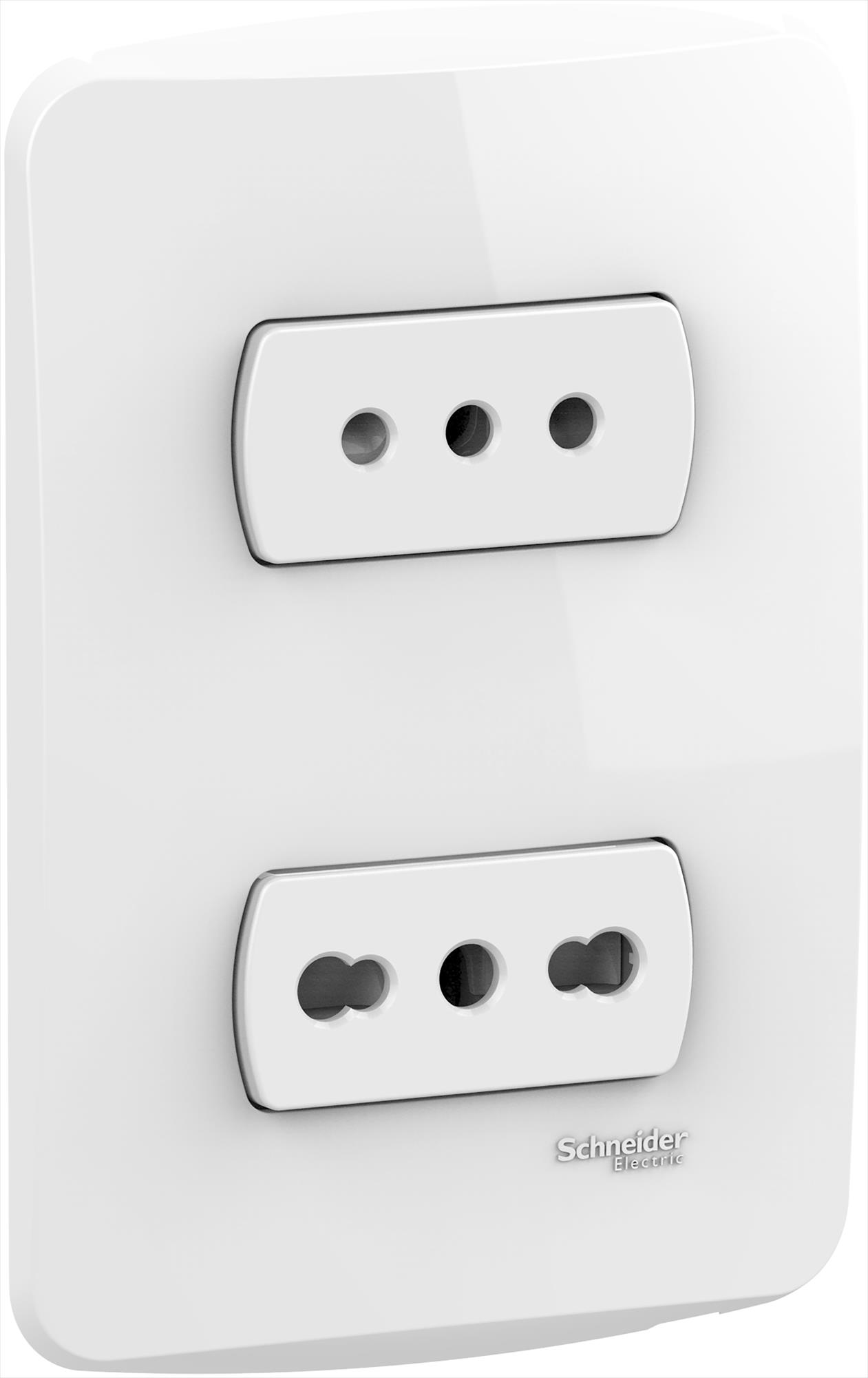 Placa Miluz Armada con Enchufe 10/16A + Toma 10A Blanco S3B60490 — Schneider Electric — Schneider Electric