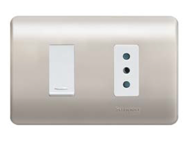 Placa Genesis Armada con Interruptor 9/12 + Toma Corriente 10A 250V - Millan MWD69932 — Schneider Electric — Schneider Electric
