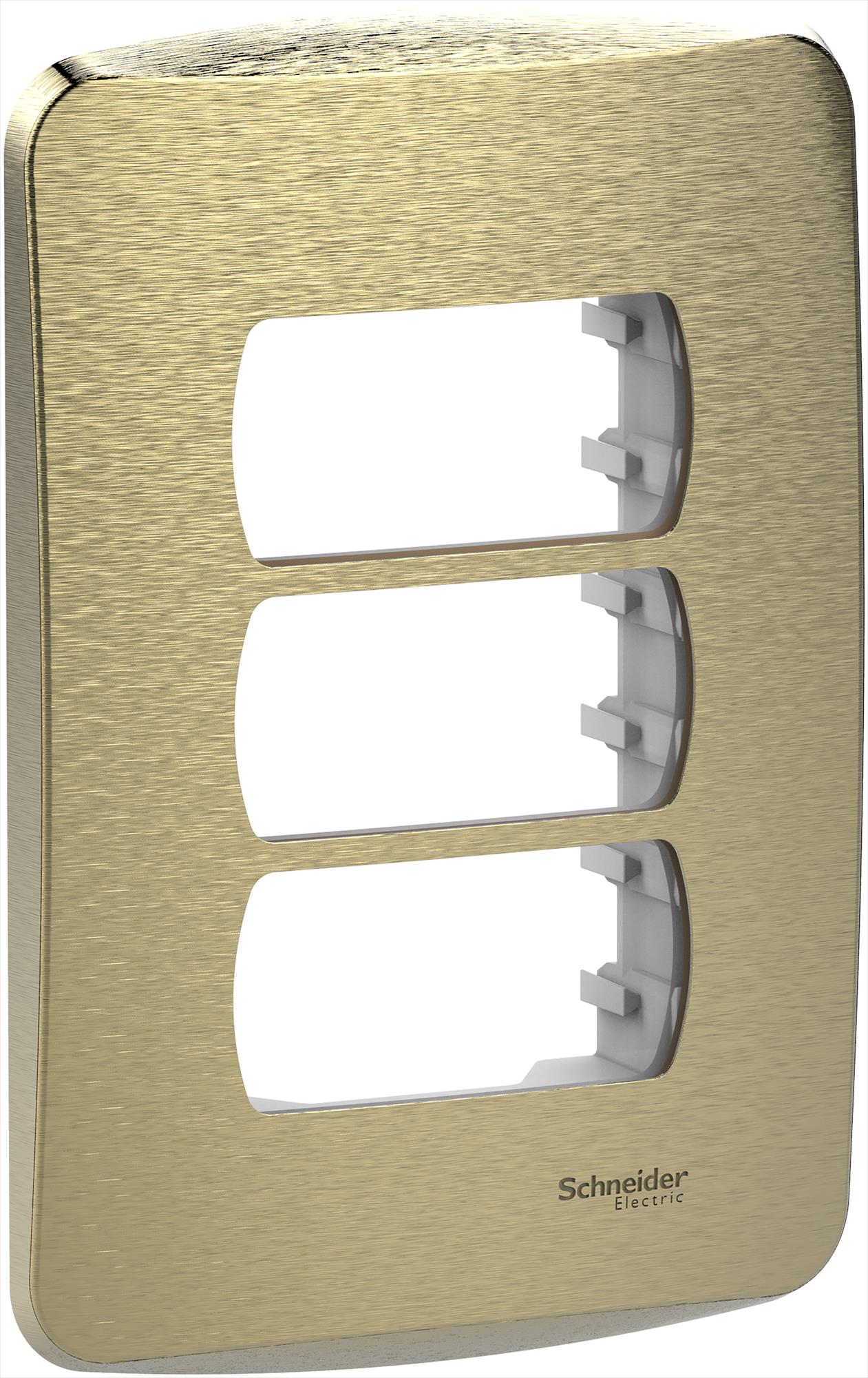 Placa 3 Puestos con Soporte Metal Bronce S3B77138 — Schneider Electric — Schneider Electric