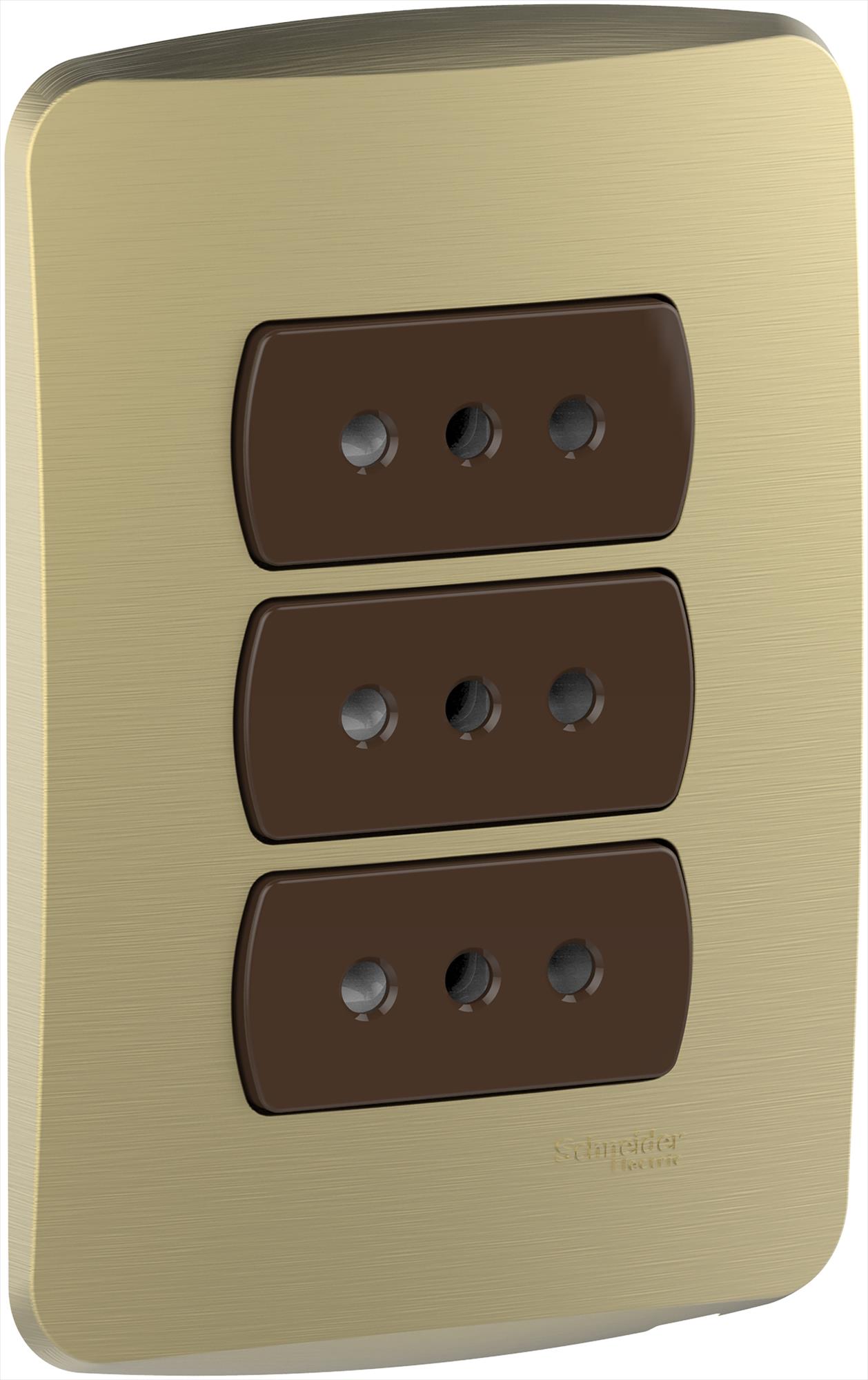 Placa Miluz Armada con Enchufe Triple 2p+T 10A Dorado S3B60485 — Schneider Electric — Schneider Electric