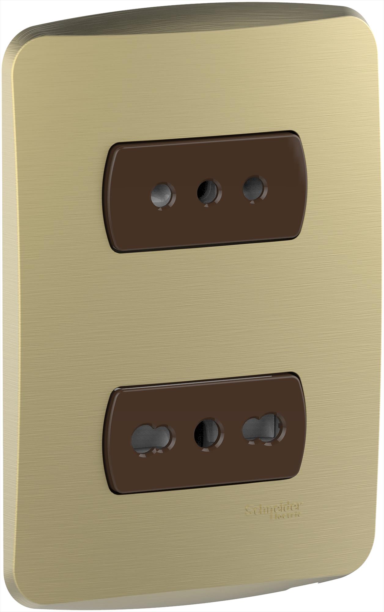Placa Miluz Armada con Enchufe 10/16A + Toma 10A Dorado S3B60495 — Schneider Electric — Schneider Electric
