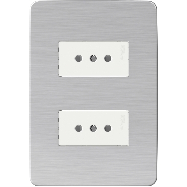Placa Armada con Toma Corriente Doble Orion, Aluminio Cosmico S713258634 — Schneider Electric — Schneider Electric