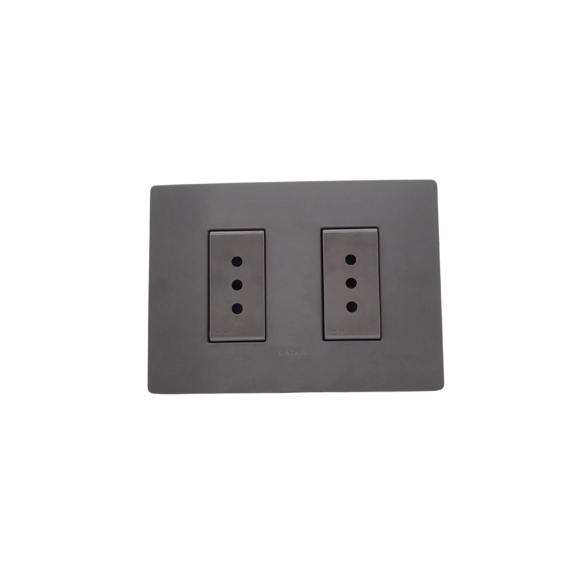 Tomacorriente Duplex 10A 250V~ 2P+T Armado S32 Grey Mate-grey 3295850 — Sinthesi — Sinthesi