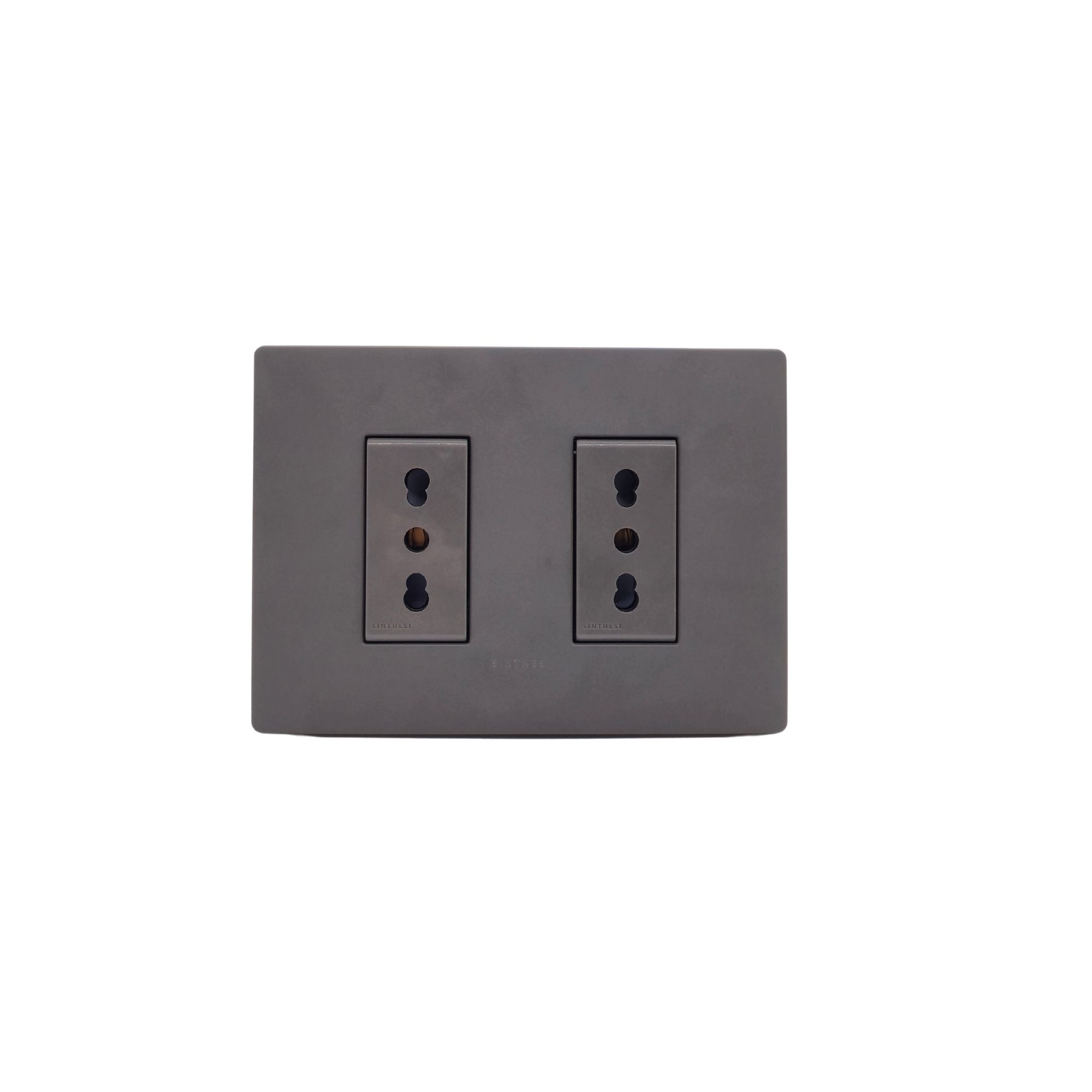 Tomacorriente Duplex 10/16A 250V~ 2P+T Armado S32 Grey Mate-grey 3295950 — Sinthesi — Sinthesi