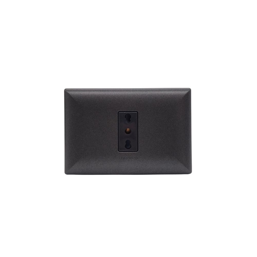 Placa Tomacorriente 10/16A Simple Arm. S17 Grafito-noir 1795452 — Sinthesi — Sinthesi