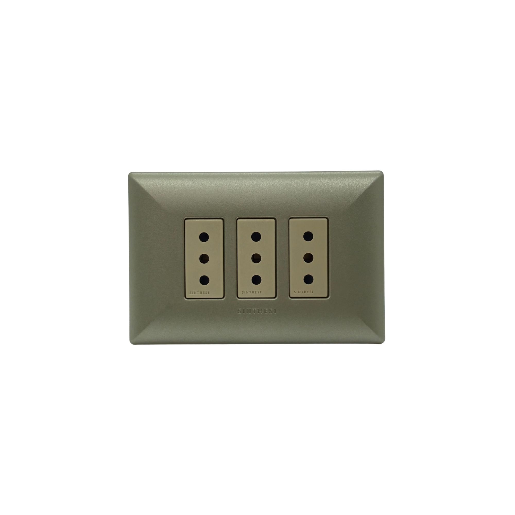 Placa Tomacorriente 10A Triple Arm. S17 ABS Champagne-beige 1795353 — Sinthesi — Sinthesi