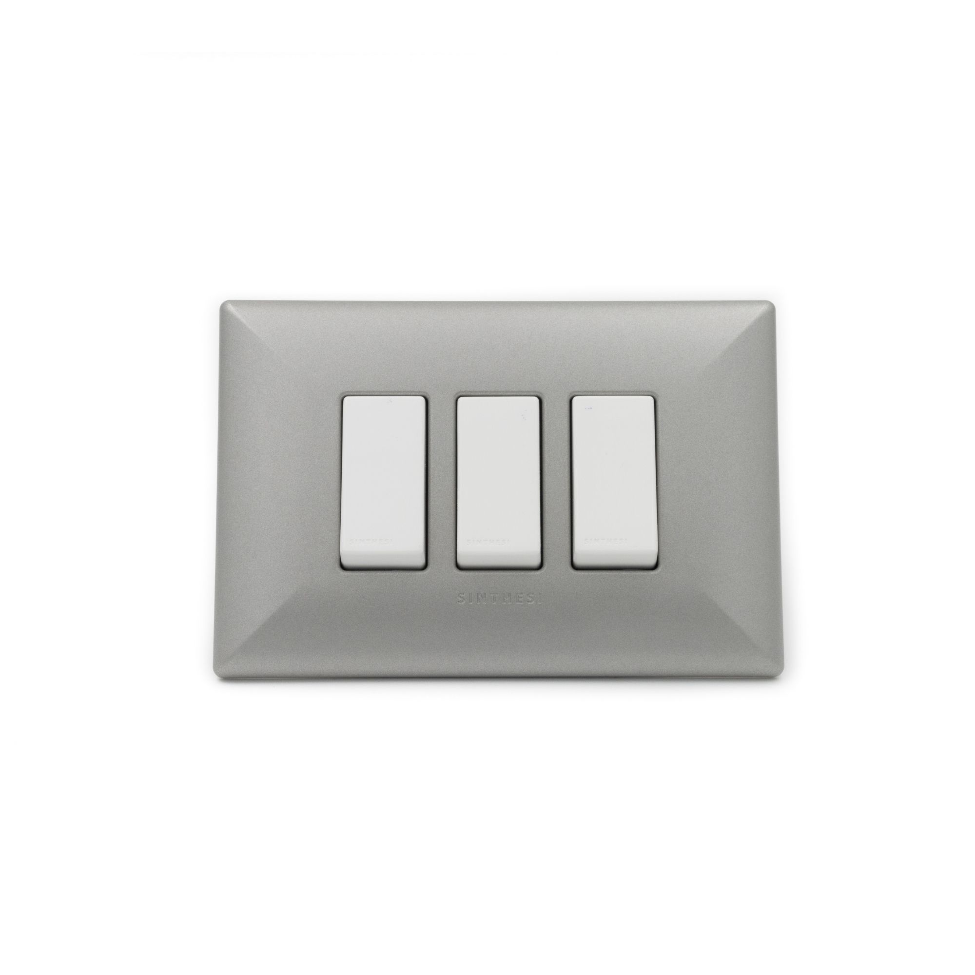 Placa Interruptor 9/32 1 Módulo Triple Arm. S17 ABS Nickel-blanco 1793254 — Sinthesi — Sinthesi