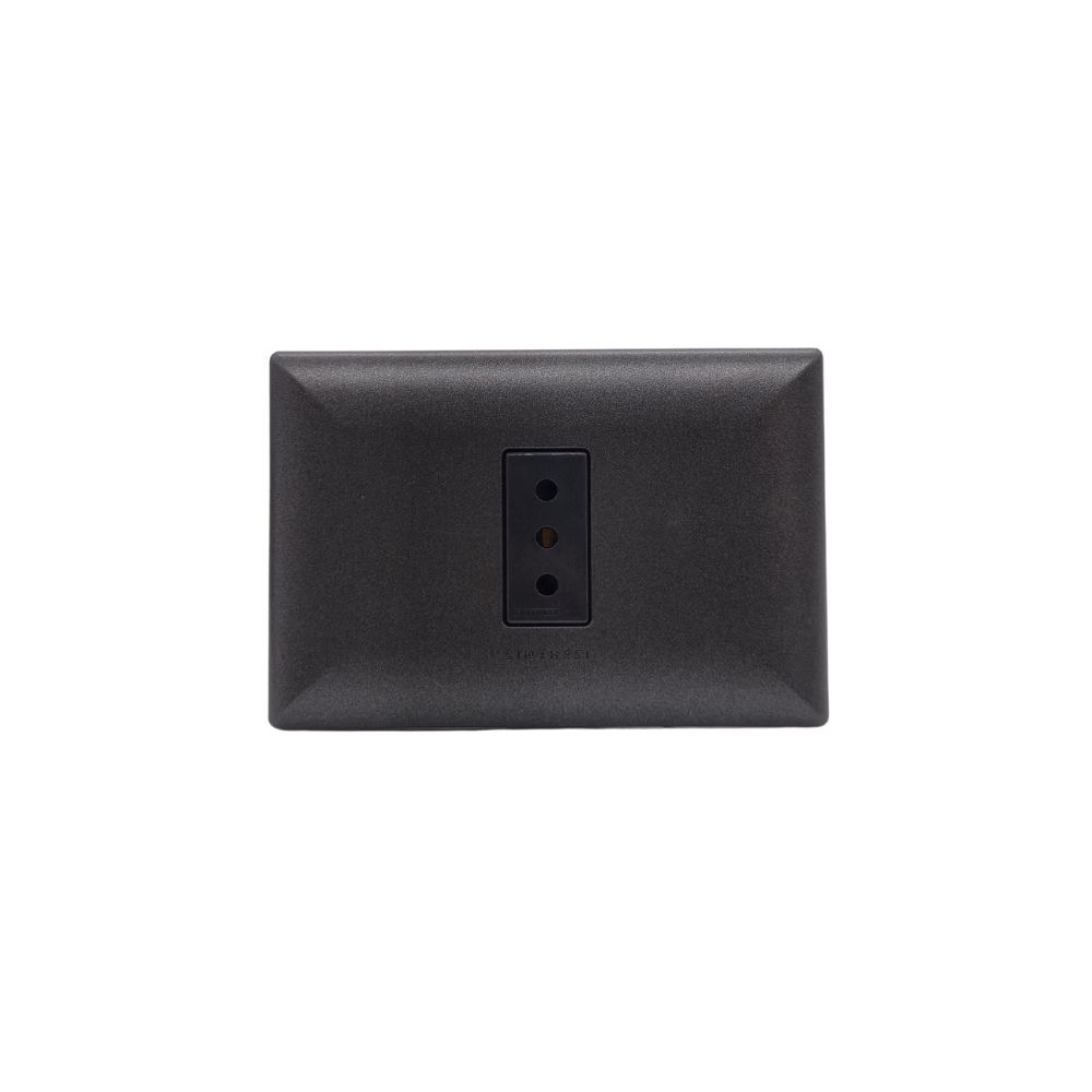 Placa Tomacorriente 10A Simple Armado S17 Grafito-noir 1795152 — Sinthesi — Sinthesi
