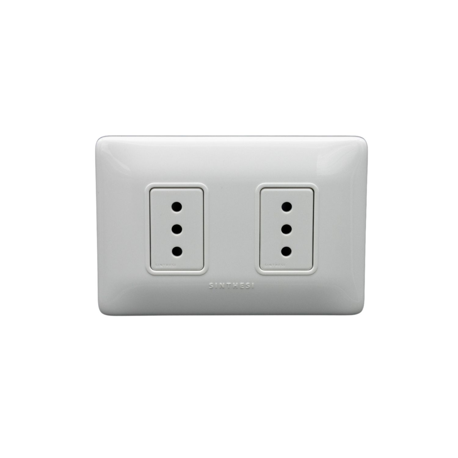 Placa Tomacorriente Duplex 10A 250V 2P+T S12 Blanco 1295801 — Sinthesi — Sinthesi