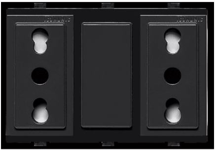 Tomacorriente Duplex 10/16A 250V 2P+T S17 Noir 173506 — Sinthesi — Sinthesi