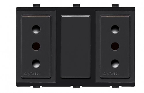 Tomacorriente Duplex 10A 250V 2P+T S17 Noir 173406 — Sinthesi — Sinthesi