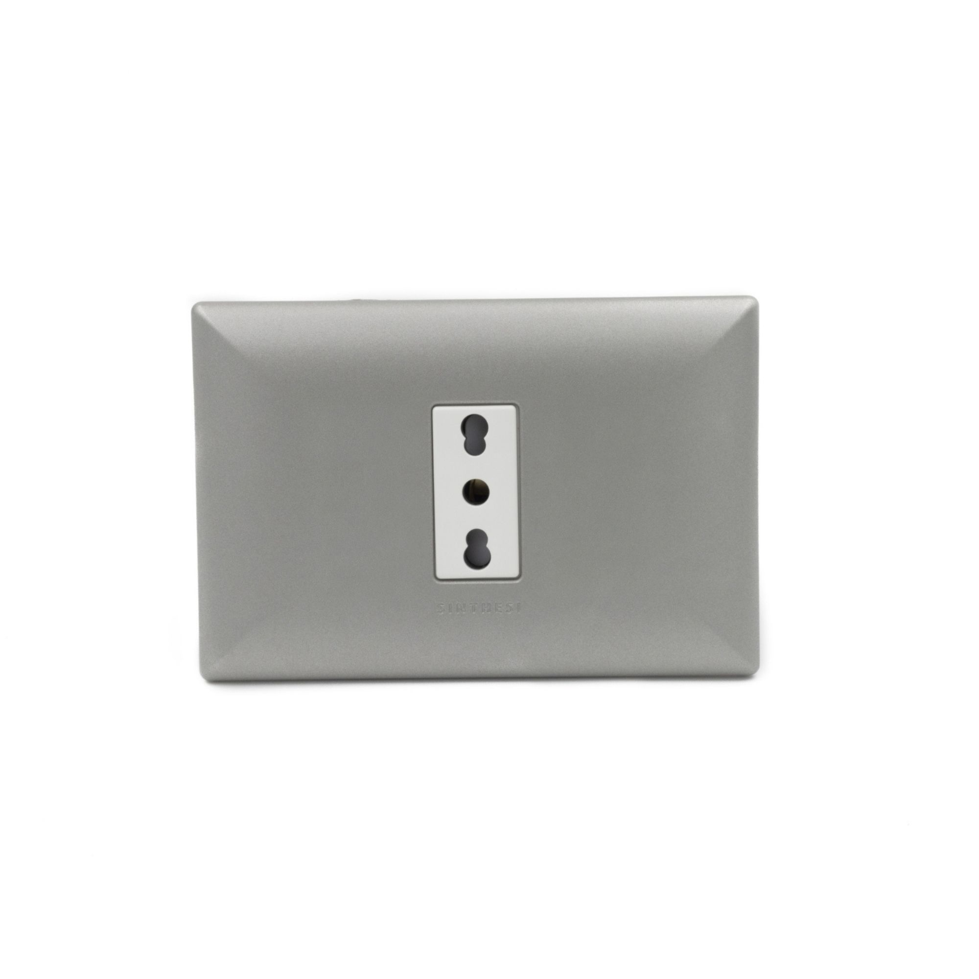 Placa Tomacorriente 10/16A Simple Arm. S17 ABS Nickel-blanco 1795454 — Sinthesi — Sinthesi